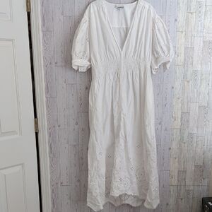 Ganni Broderie Anglaise Organic Cotton Midi